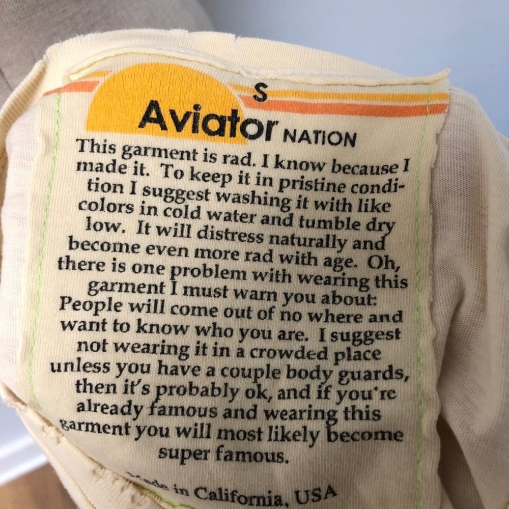 Aviator Nation T Shirt Womens S Cream Chasing Rainbows Graphic Distressed - Picture 6 of 9